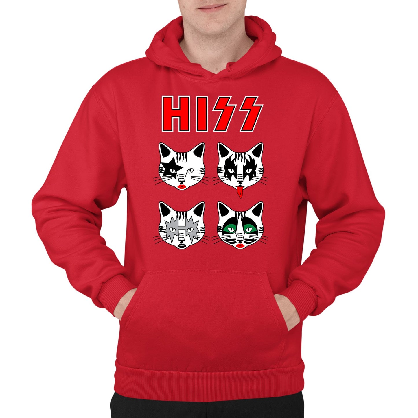 Hiss Cats Kiss Parody Mens Pullover Hoodie