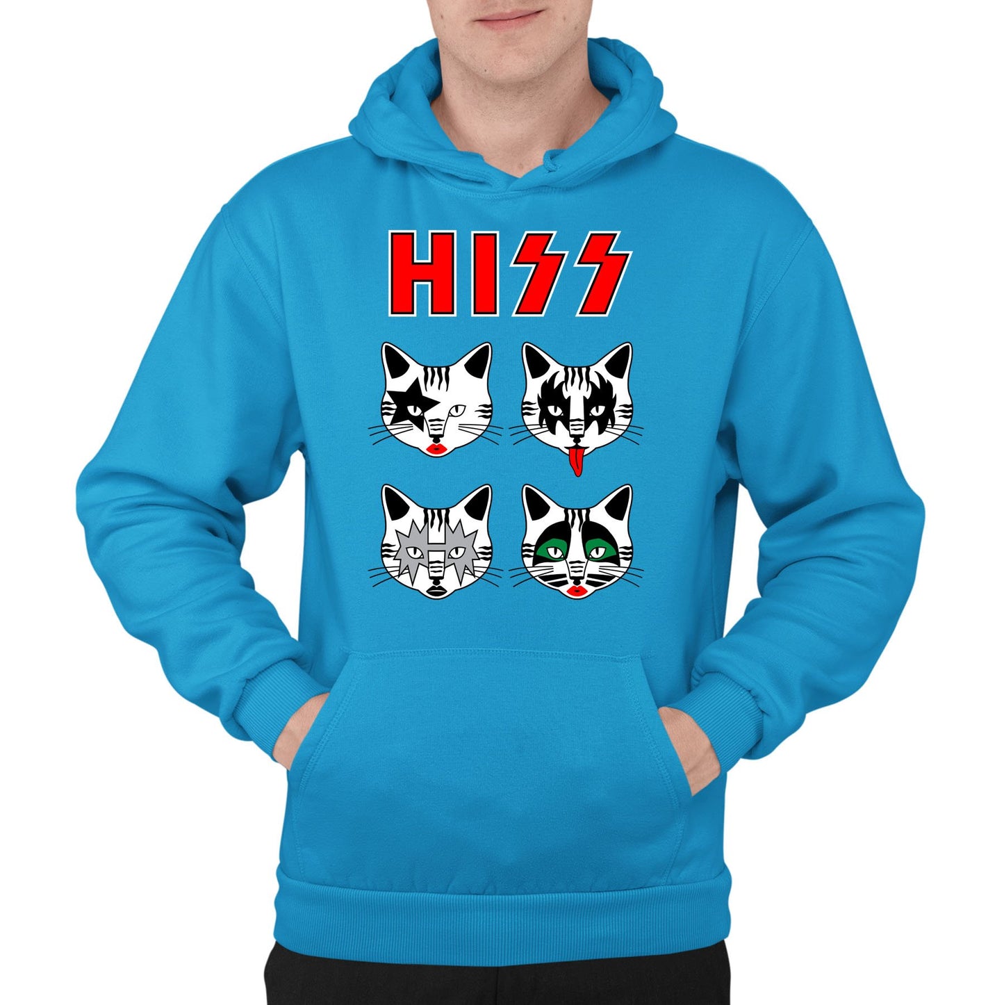 Hiss Cats Kiss Parody Mens Pullover Hoodie