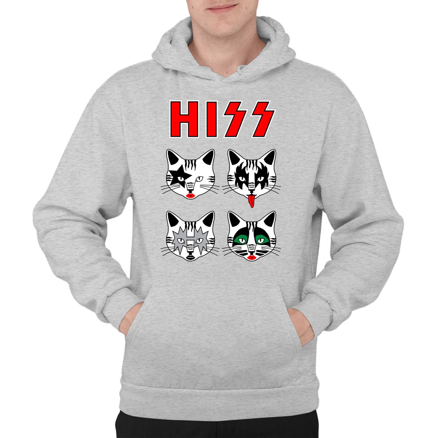 Hiss Cats Kiss Parody Mens Pullover Hoodie