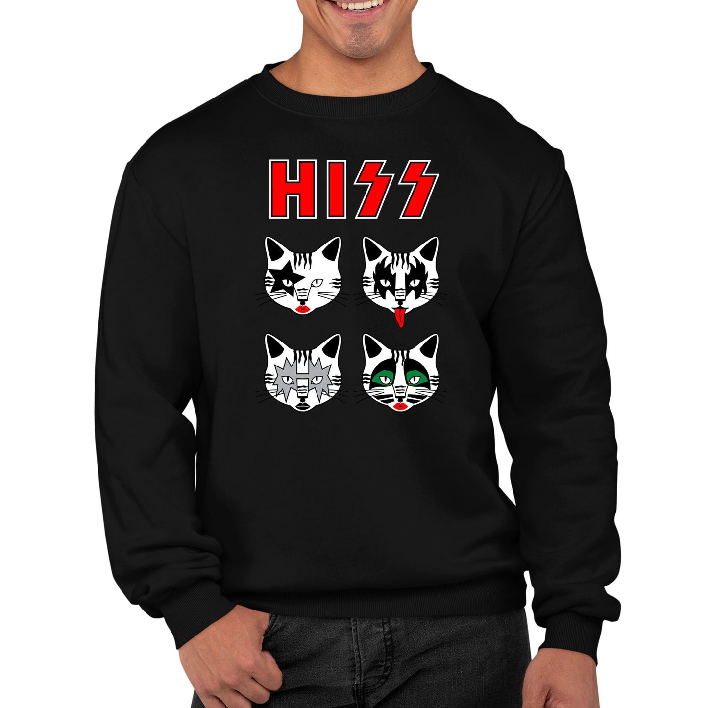 Hiss Cats Kiss Parody Mens Sweatshirt