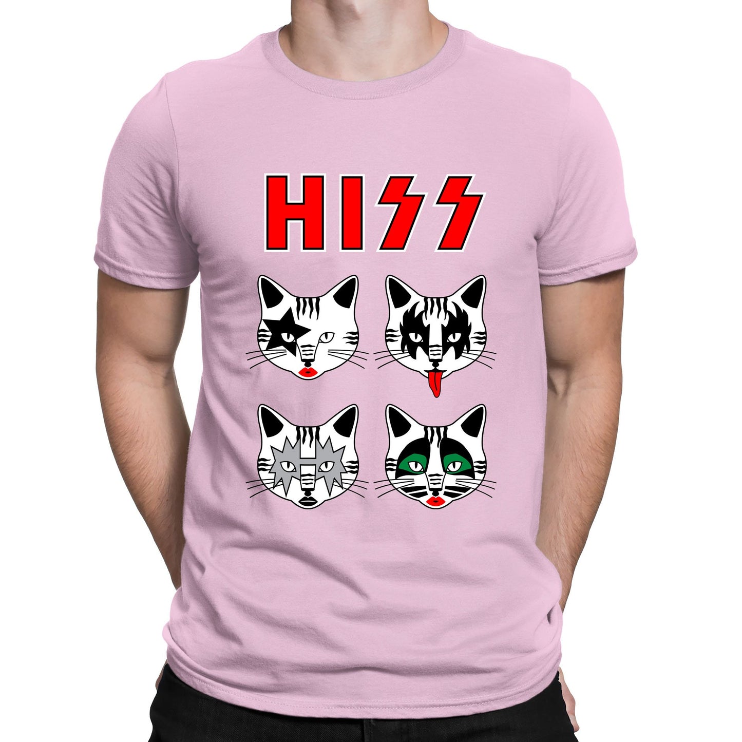 Hiss Cats Kiss Parody Mens T-shirt