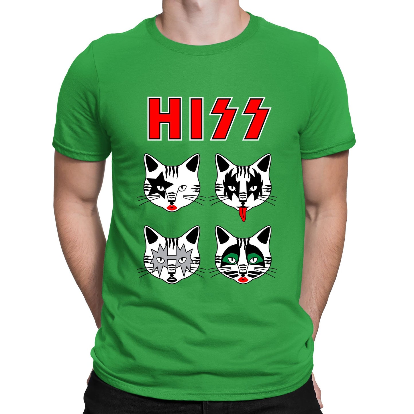 Hiss Cats Kiss Parody Mens T-shirt