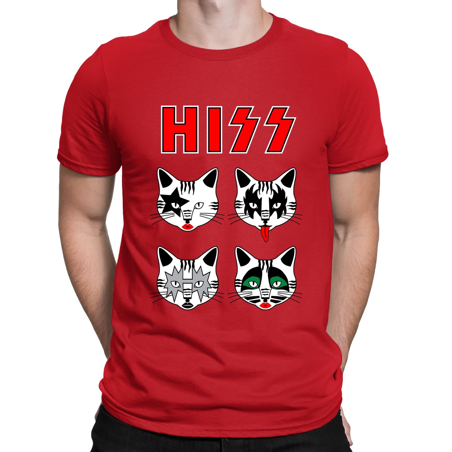 Hiss Cats Kiss Parody Mens T-shirt