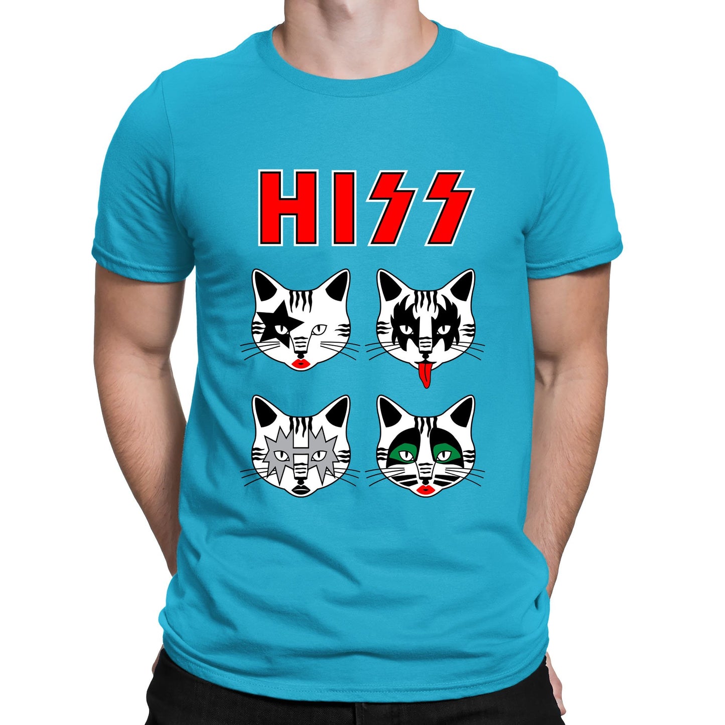 Hiss Cats Kiss Parody Mens T-shirt