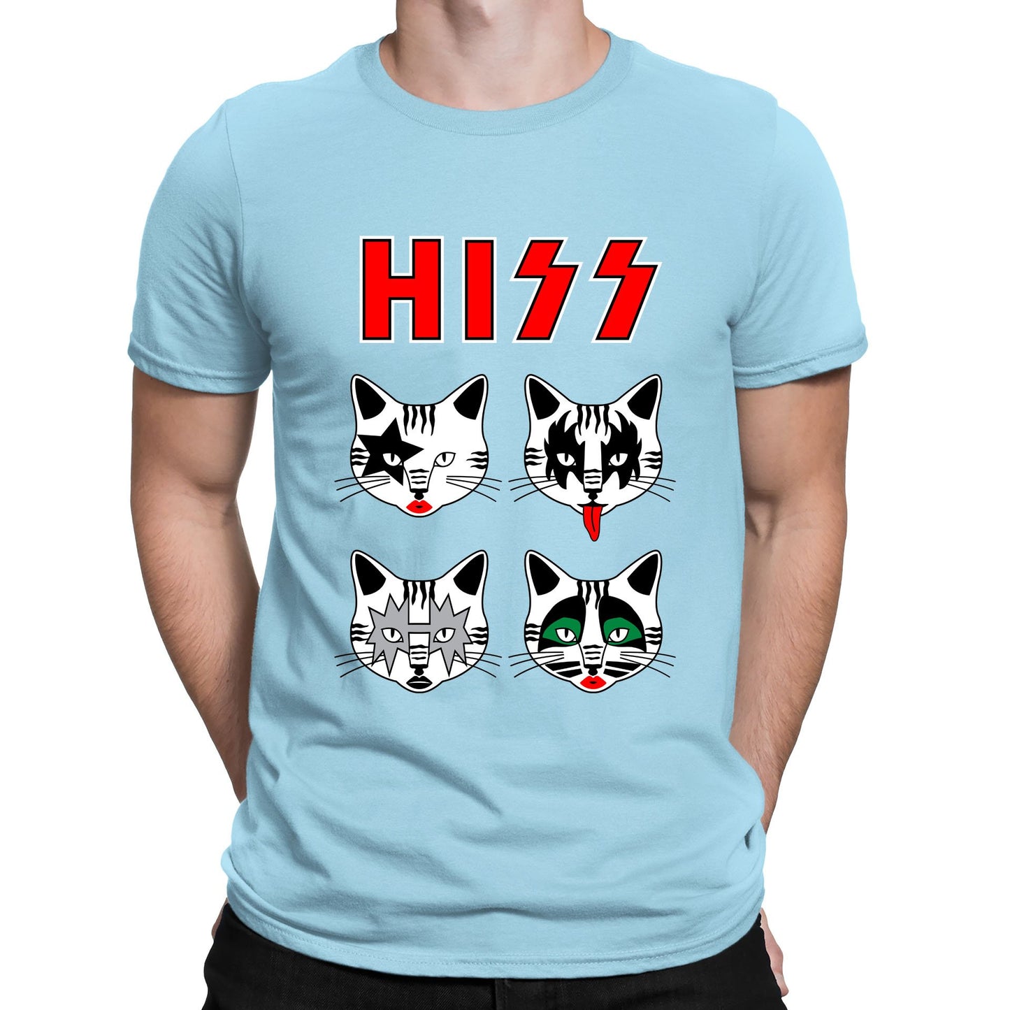 Hiss Cats Kiss Parody Mens T-shirt