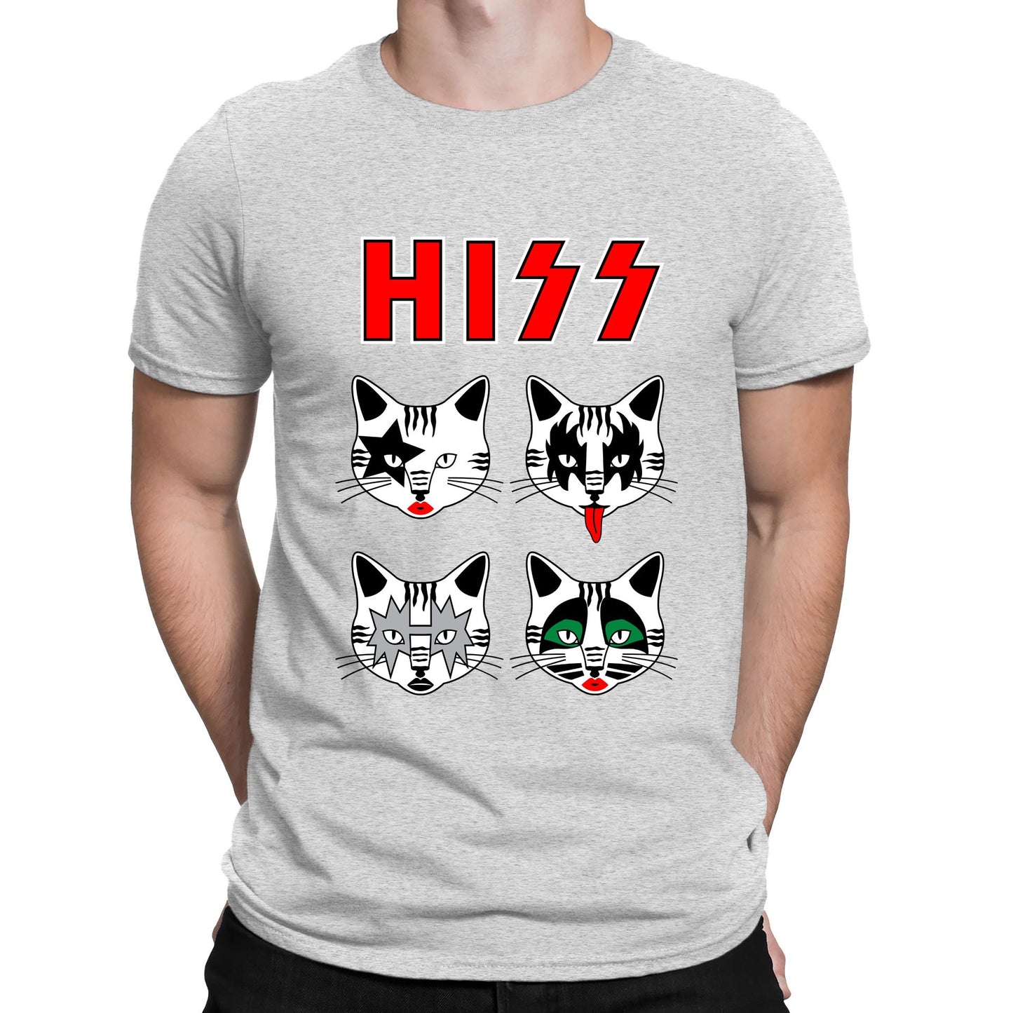 Hiss Cats Kiss Parody Mens T-shirt