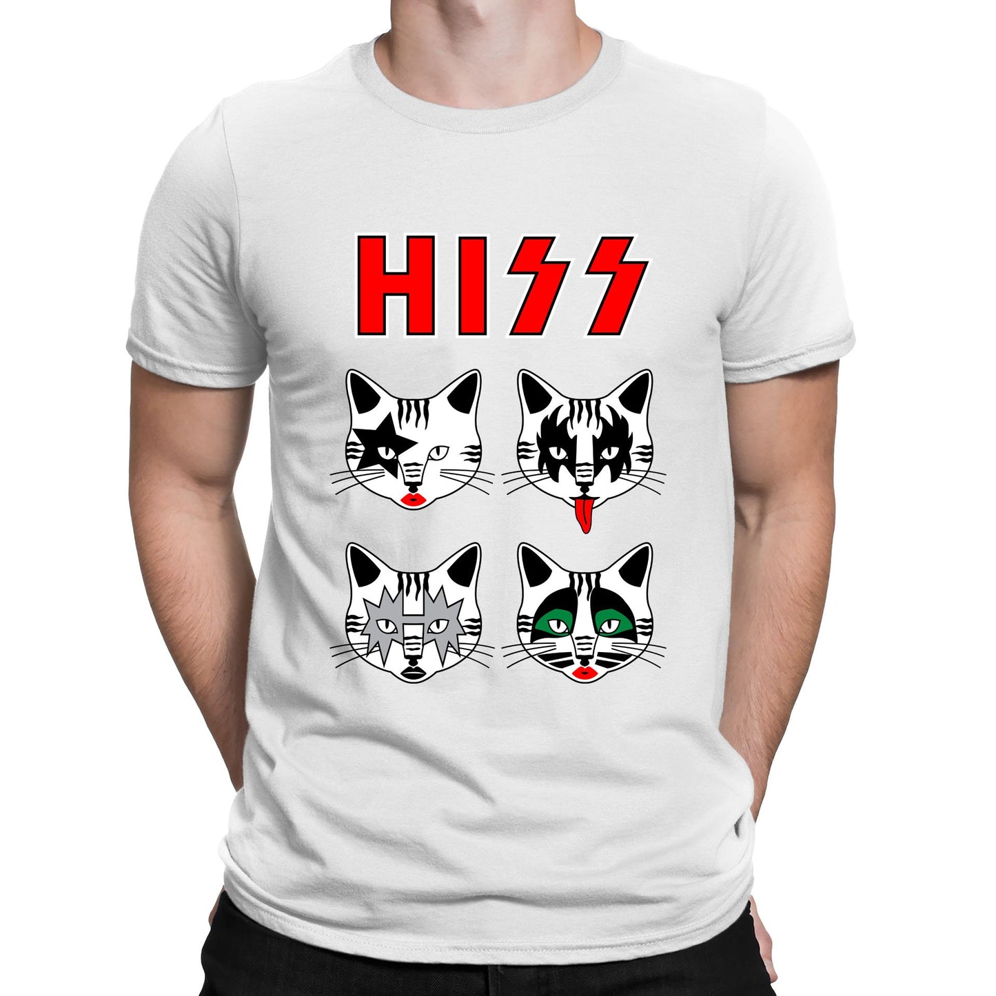 Hiss Cats Kiss Parody Mens T-shirt