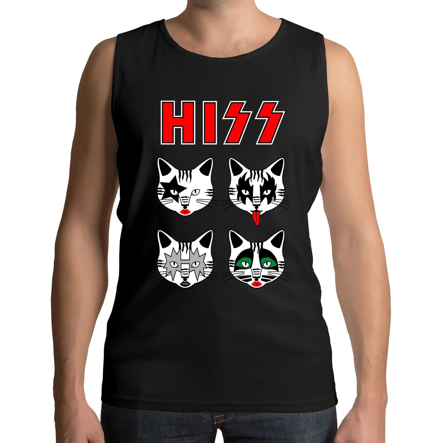 Hiss Cats Kiss Parody Mens Vest