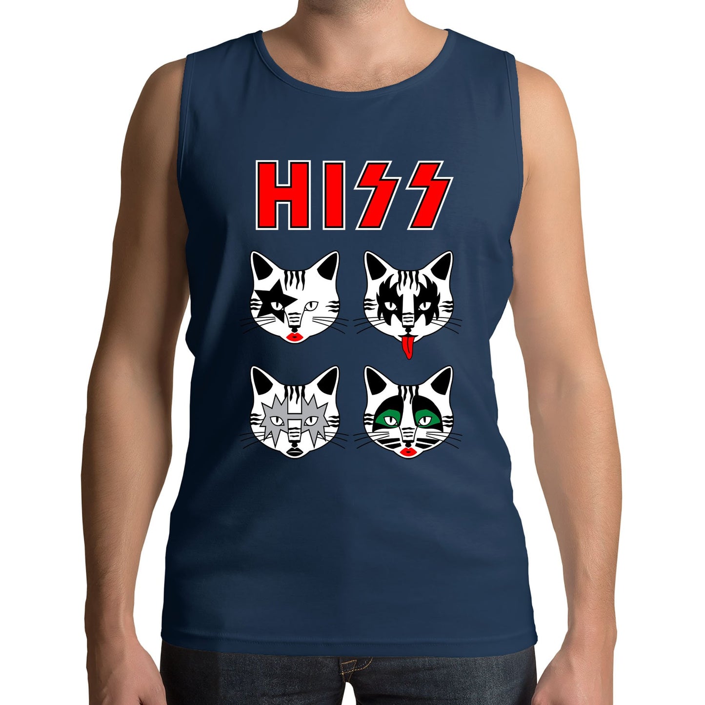 Hiss Cats Kiss Parody Mens Vest