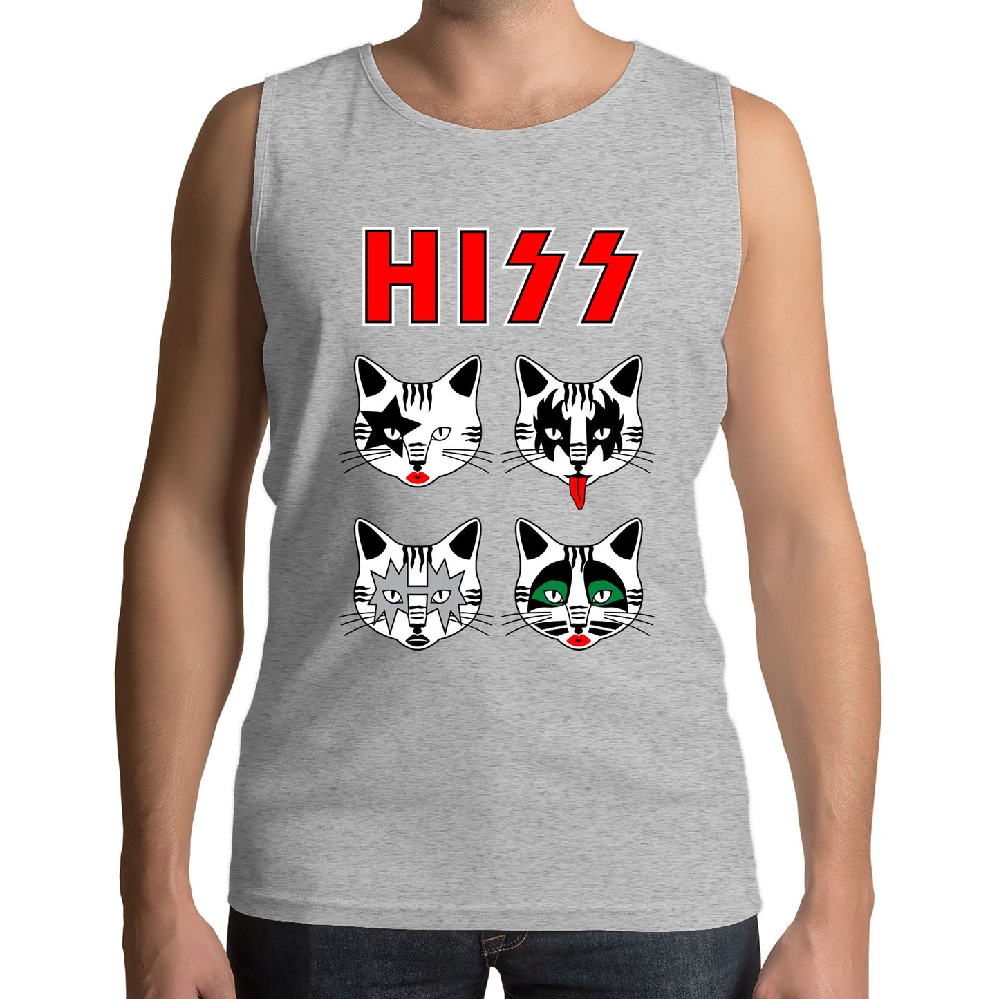 Hiss Cats Kiss Parody Mens Vest