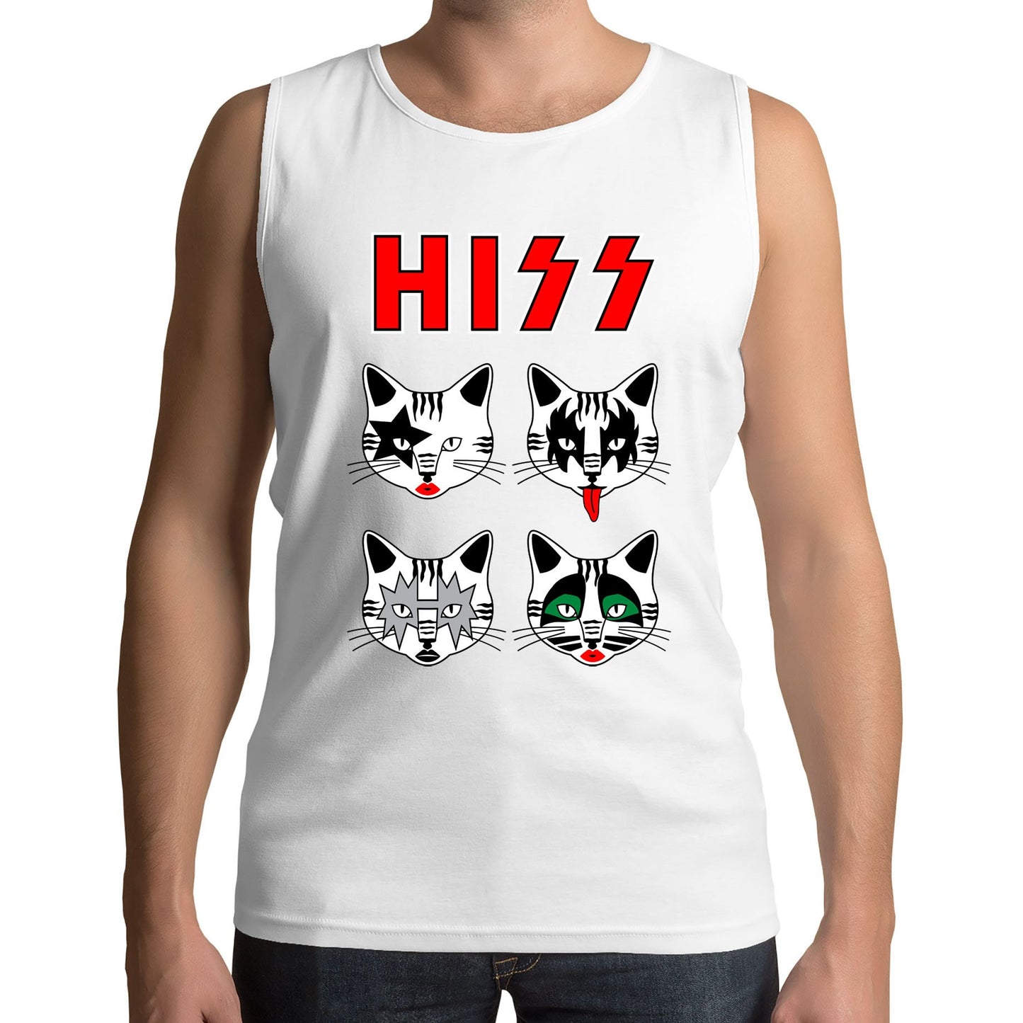 Hiss Cats Kiss Parody Mens Vest