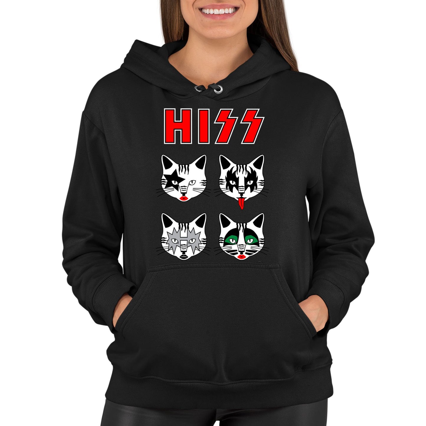 Hiss Cats Kiss Parody Womens Pullover Hoodie