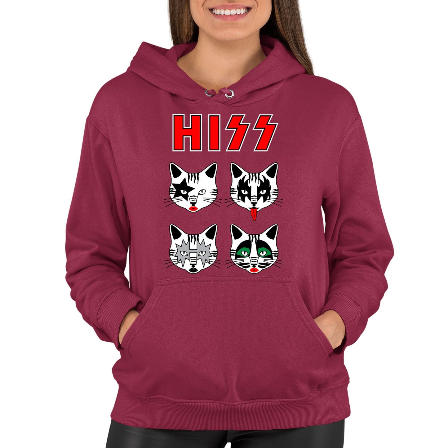 Hiss Cats Kiss Parody Womens Pullover Hoodie