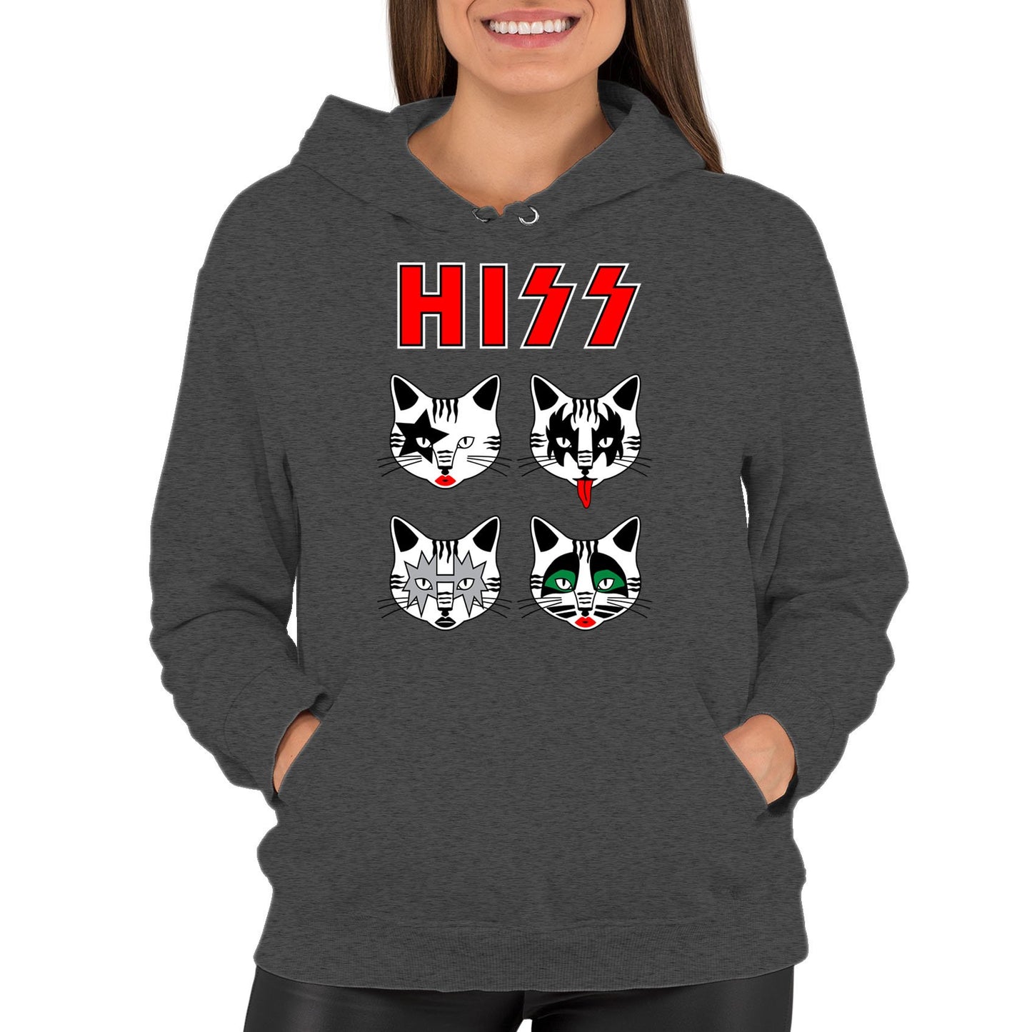 Hiss Cats Kiss Parody Womens Pullover Hoodie