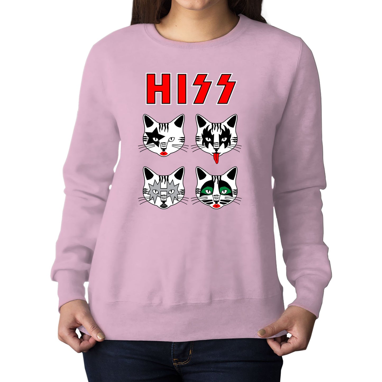 Hiss Cats Kiss Parody Womens Sweatshirt