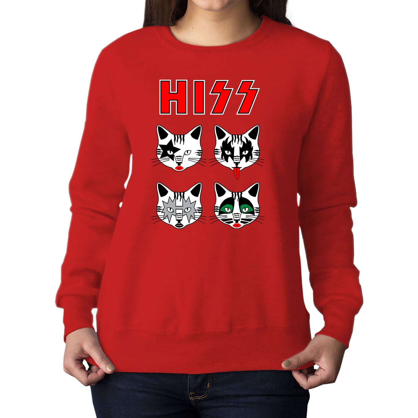 Hiss Cats Kiss Parody Womens Sweatshirt