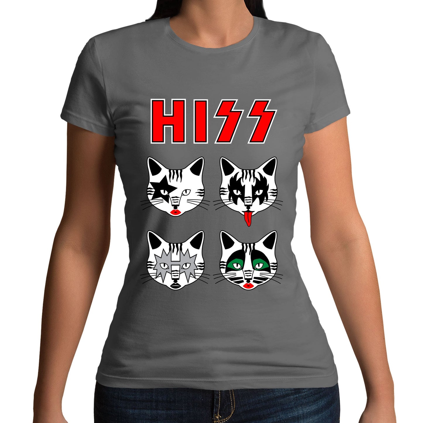 Hiss Cats Kiss Parody Womens T-shirt