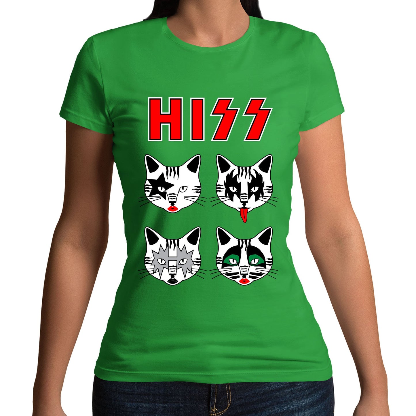 Hiss Cats Kiss Parody Womens T-shirt