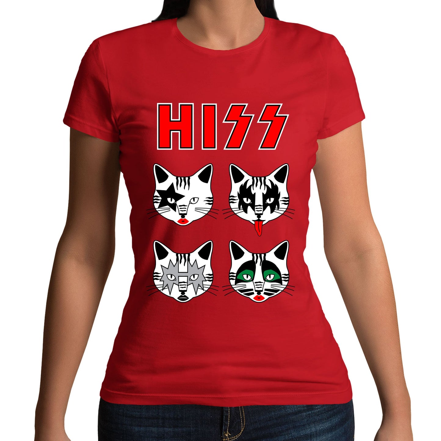 Hiss Cats Kiss Parody Womens T-shirt