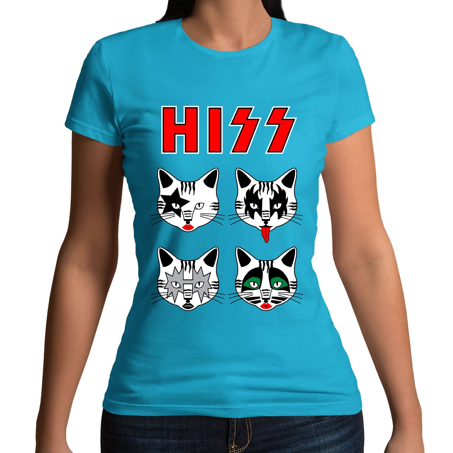 Hiss Cats Kiss Parody Womens T-shirt