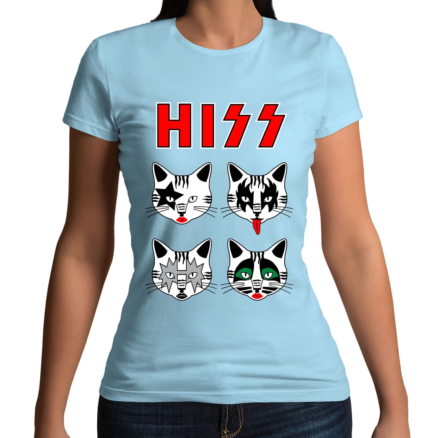 Hiss Cats Kiss Parody Womens T-shirt