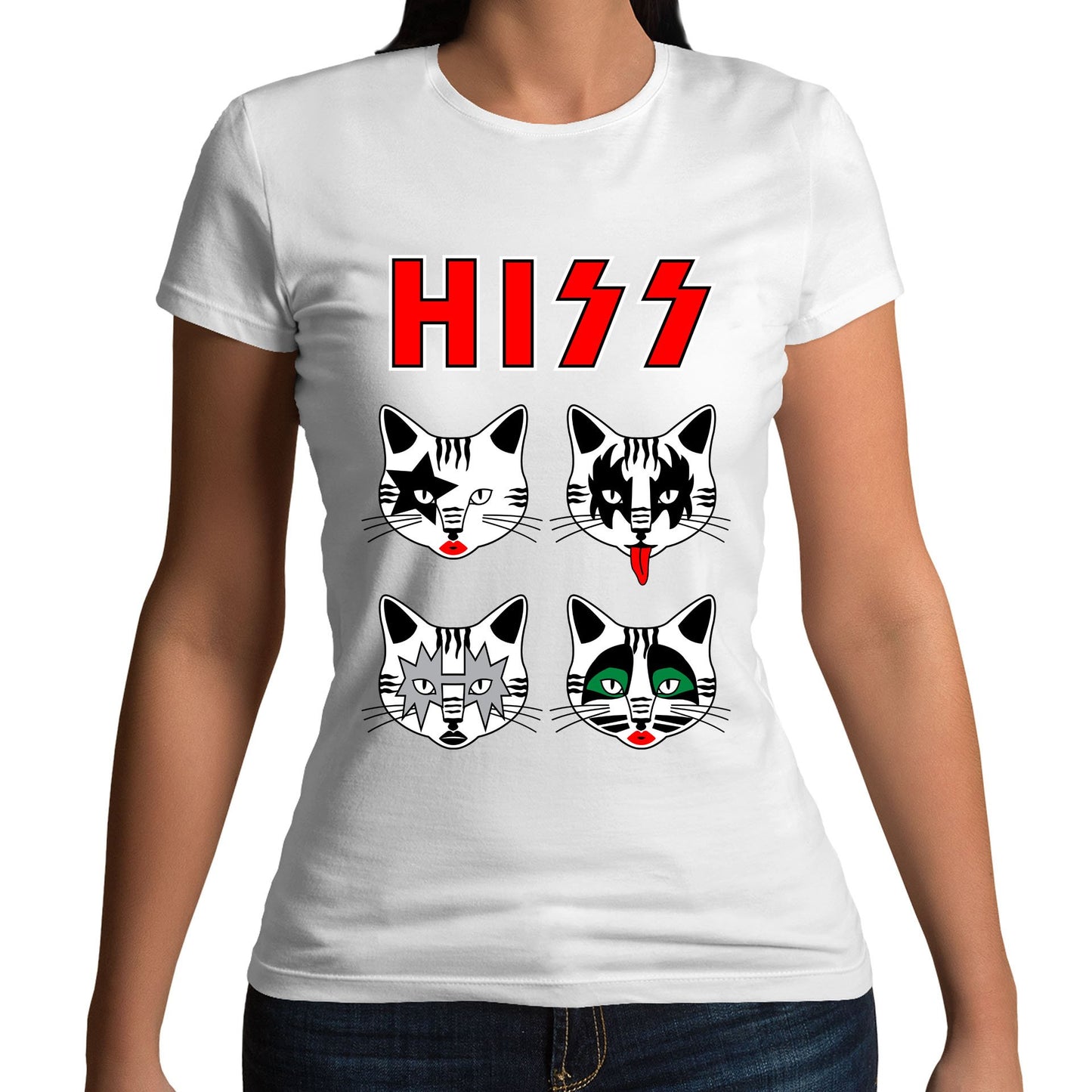 Hiss Cats Kiss Parody Womens T-shirt