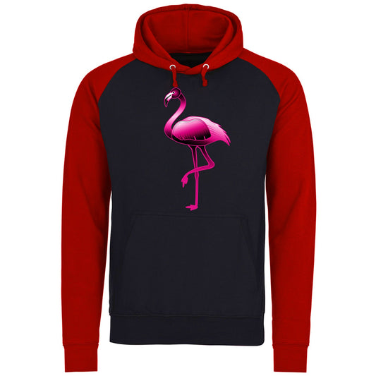 Large Flamingo Neon Tropical Baseball Hoodie