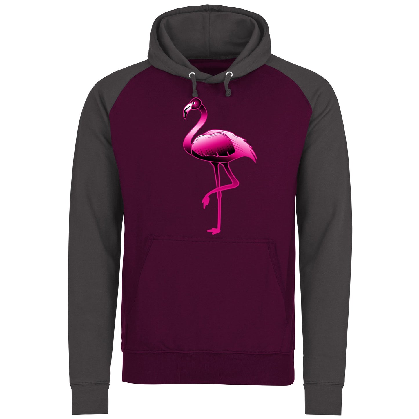 Large Flamingo Neon Tropical Baseball Hoodie