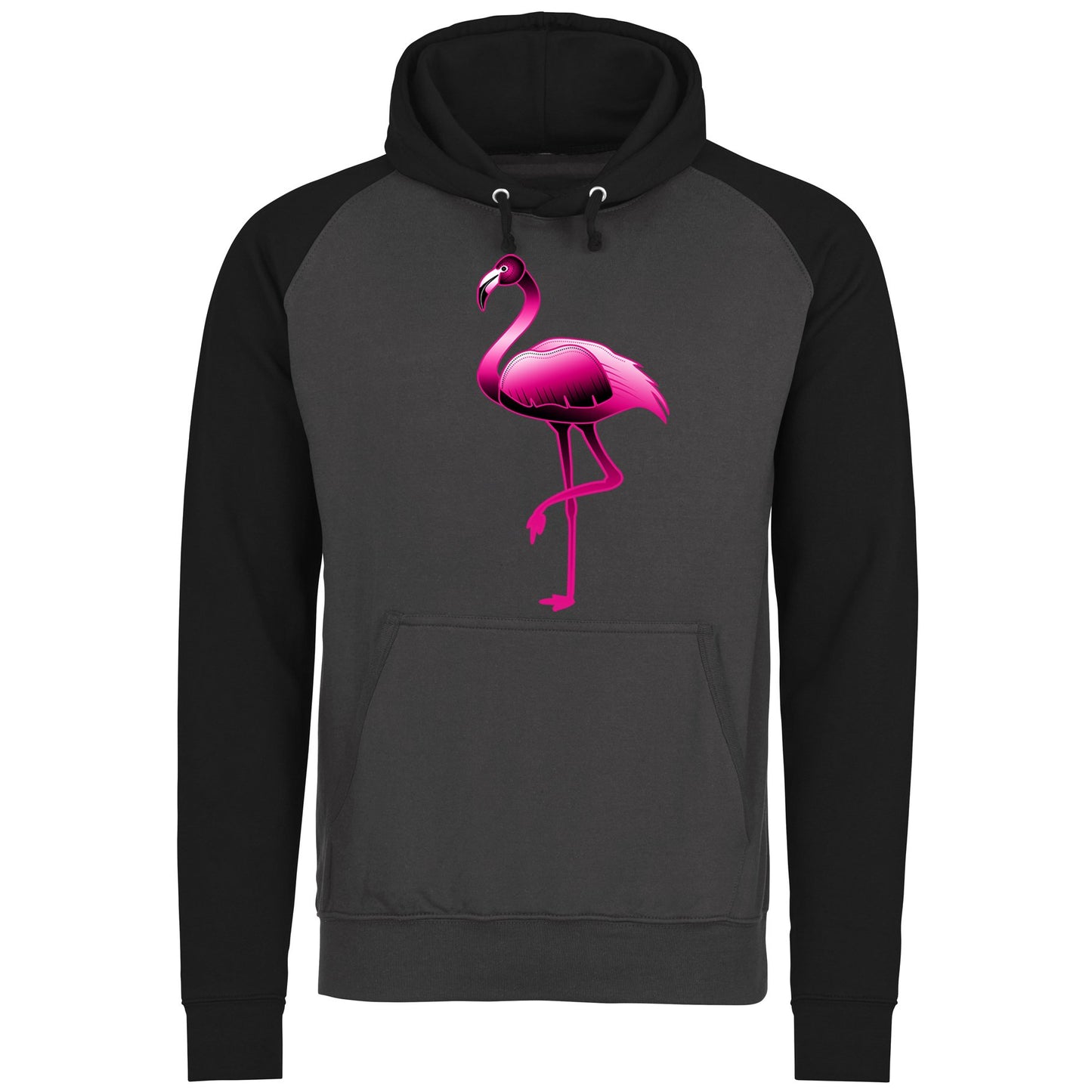 Large Flamingo Neon Tropical Baseball Hoodie