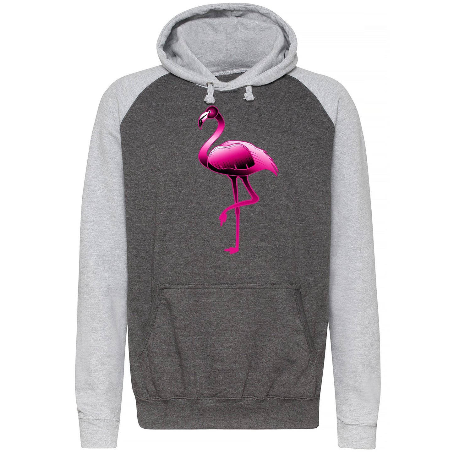 Large Flamingo Neon Tropical Baseball Hoodie