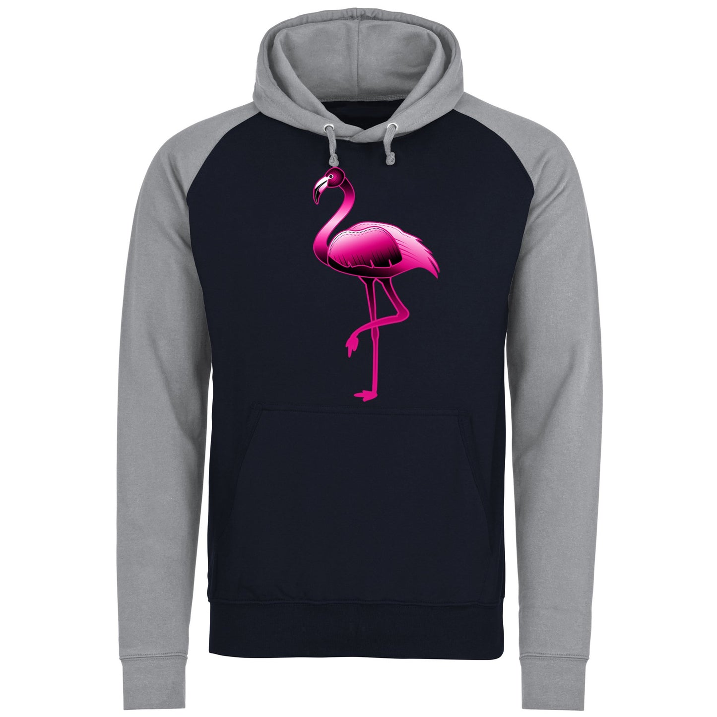 Large Flamingo Neon Tropical Baseball Hoodie