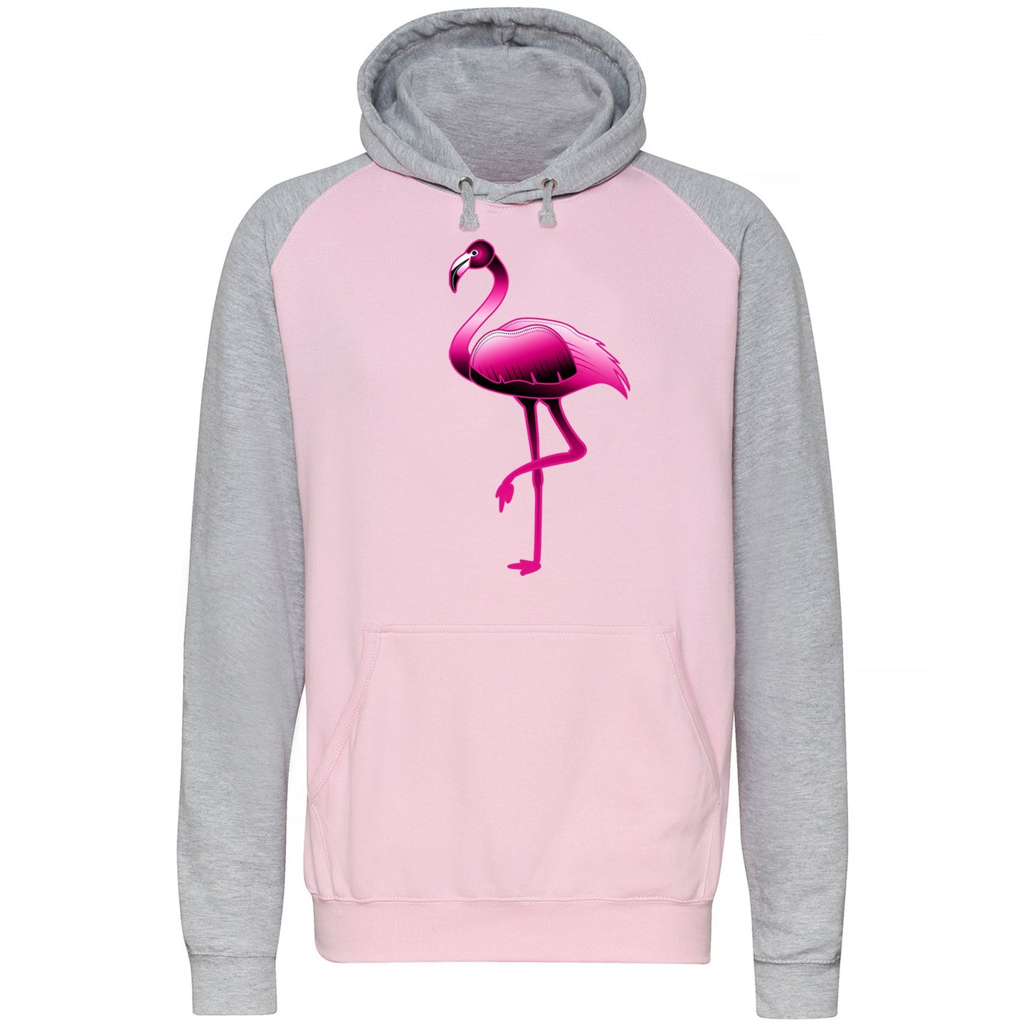 Large Flamingo Neon Tropical Baseball Hoodie