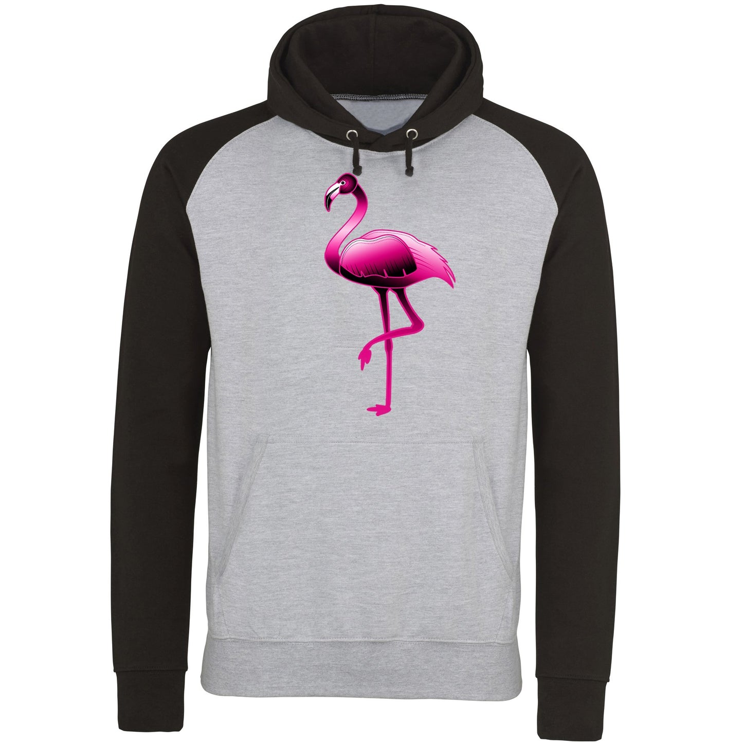 Large Flamingo Neon Tropical Baseball Hoodie