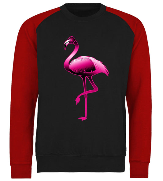 Large Flamingo Neon Tropical Baseball Sweatshirt