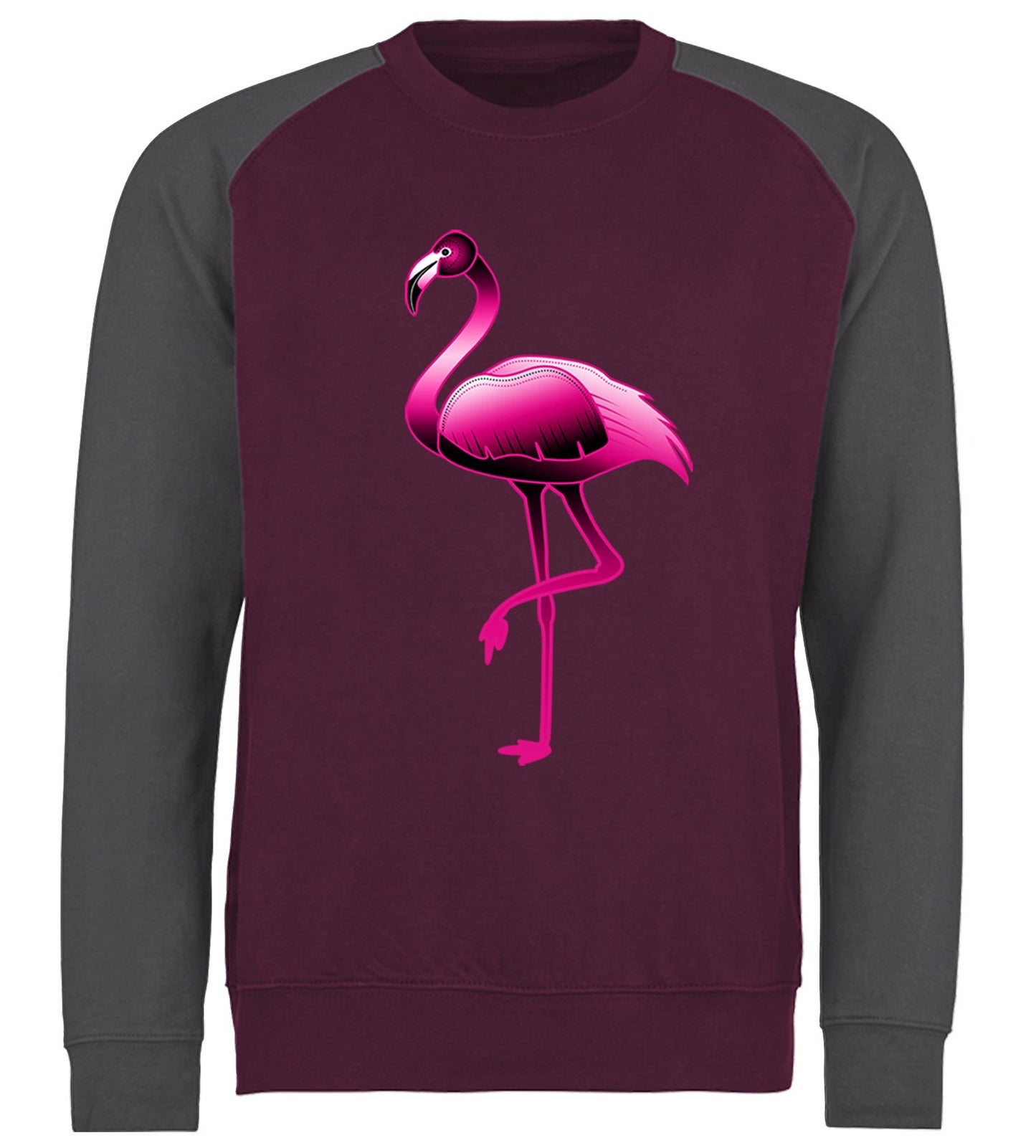 Large Flamingo Neon Tropical Baseball Sweatshirt