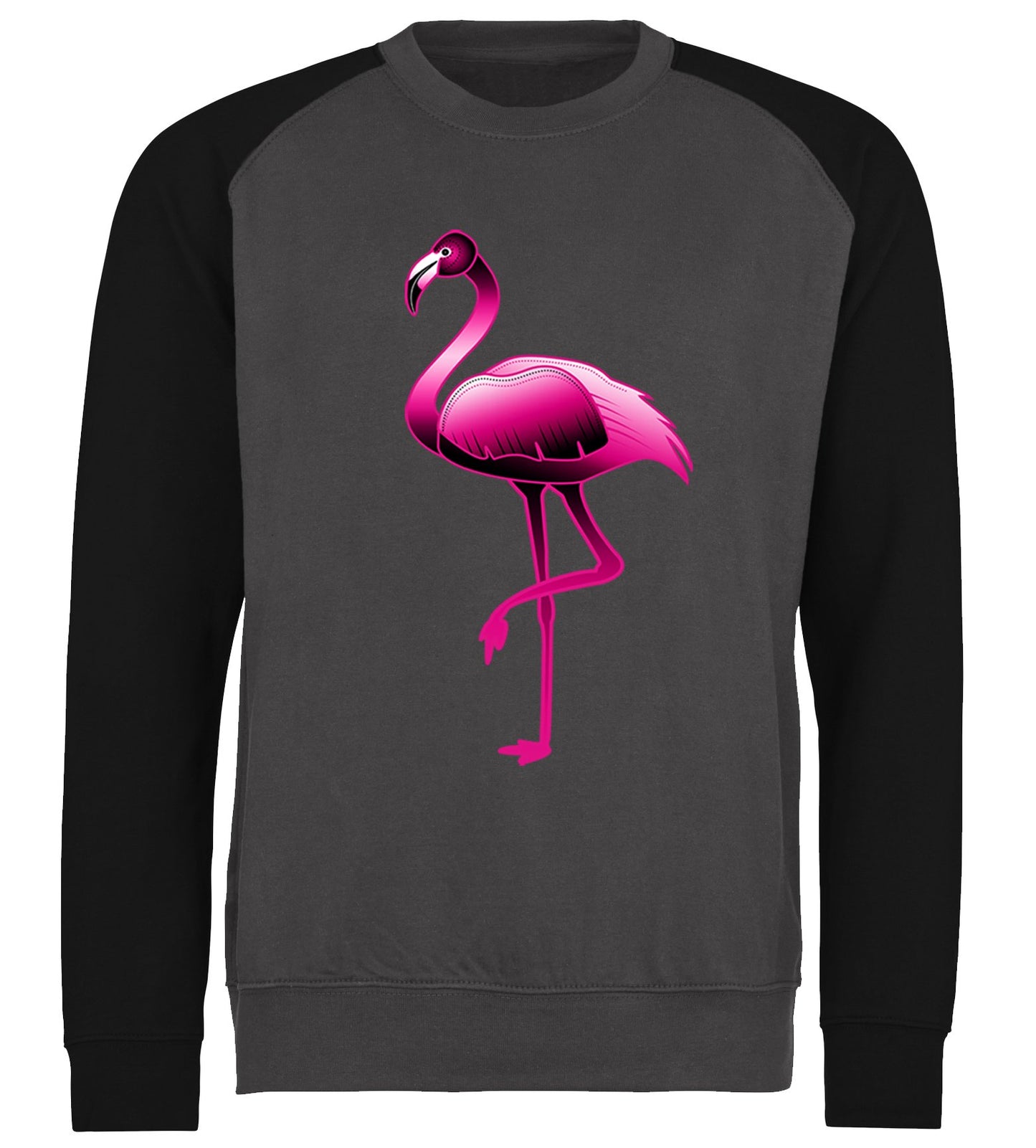 Large Flamingo Neon Tropical Baseball Sweatshirt