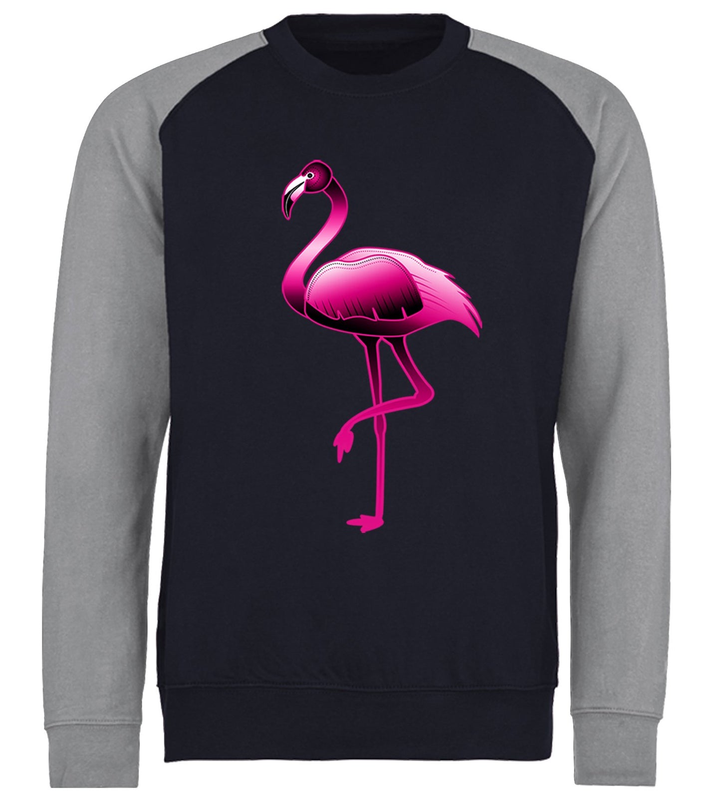 Large Flamingo Neon Tropical Baseball Sweatshirt