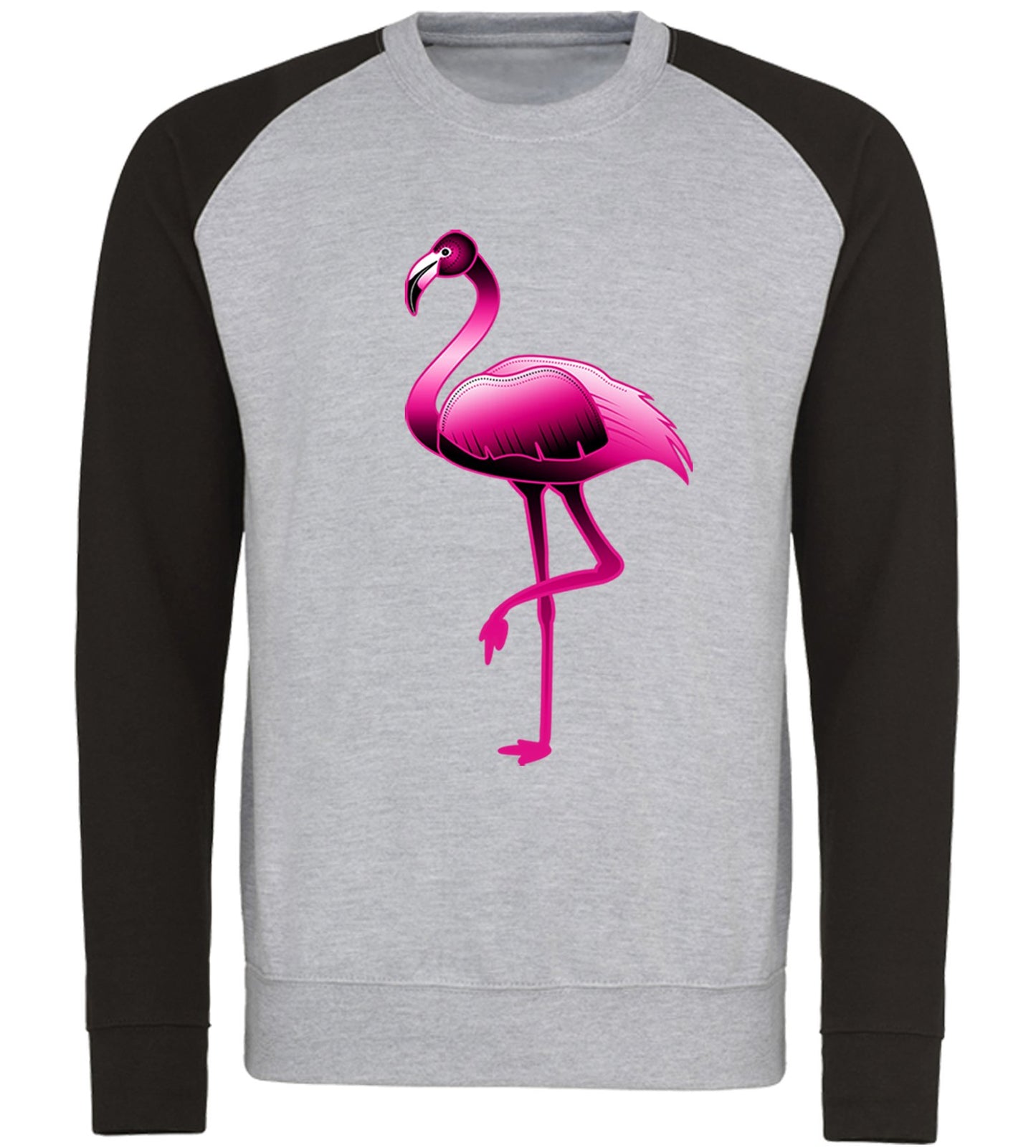 Large Flamingo Neon Tropical Baseball Sweatshirt