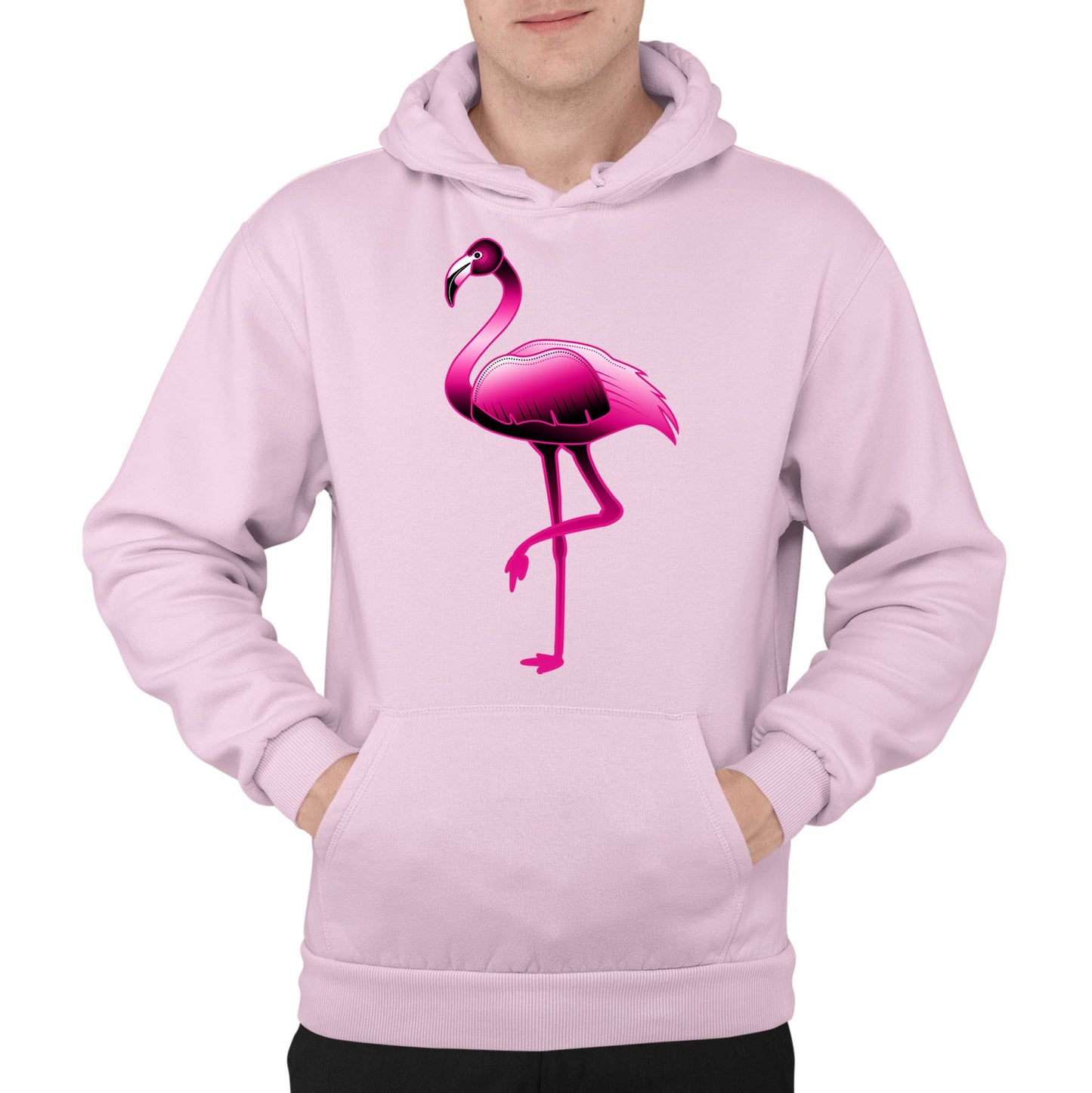 Large Flamingo Neon Tropical Mens Pullover Hoodie