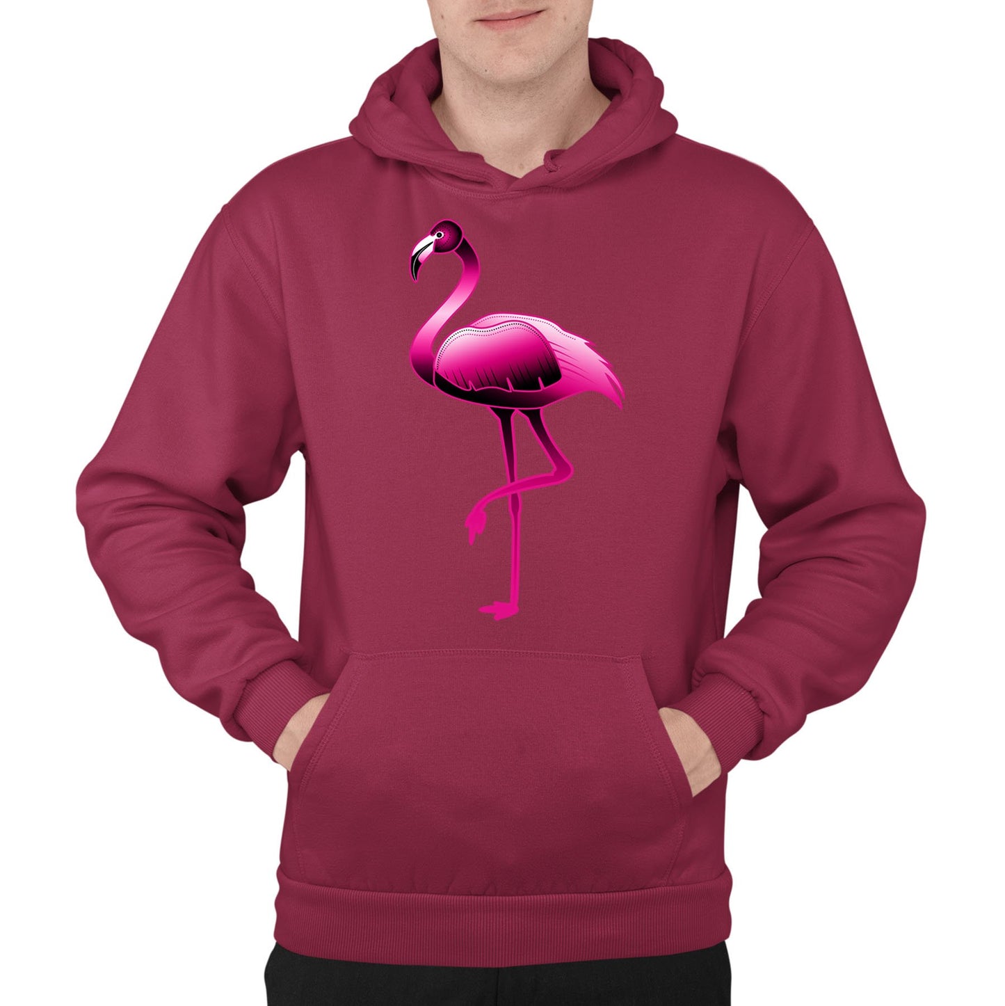 Large Flamingo Neon Tropical Mens Pullover Hoodie