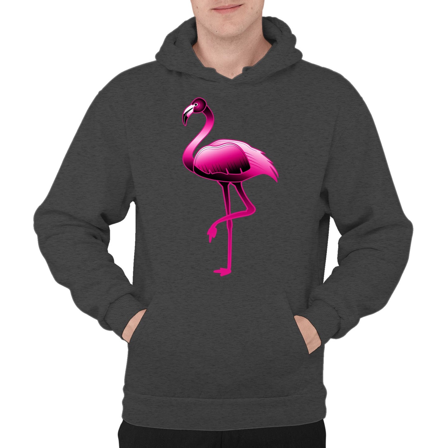 Large Flamingo Neon Tropical Mens Pullover Hoodie