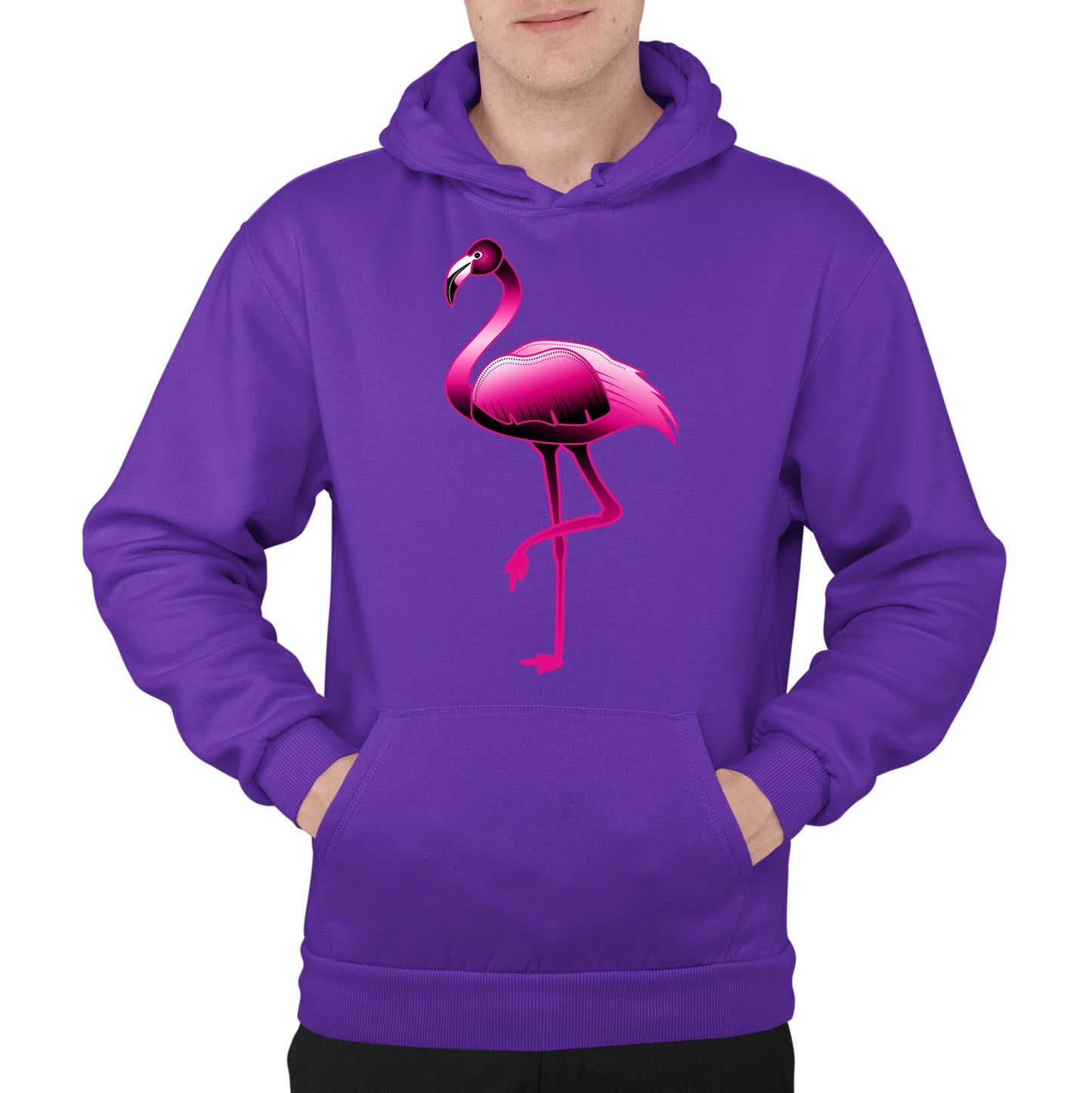 Large Flamingo Neon Tropical Mens Pullover Hoodie