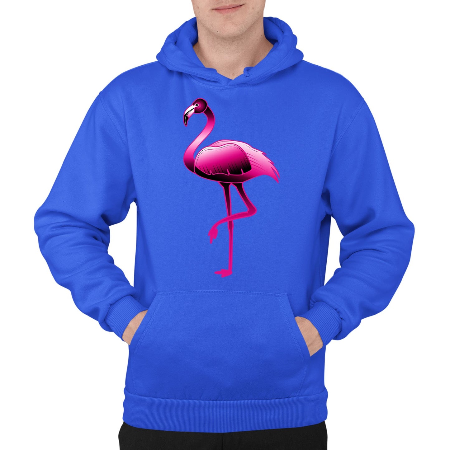 Large Flamingo Neon Tropical Mens Pullover Hoodie