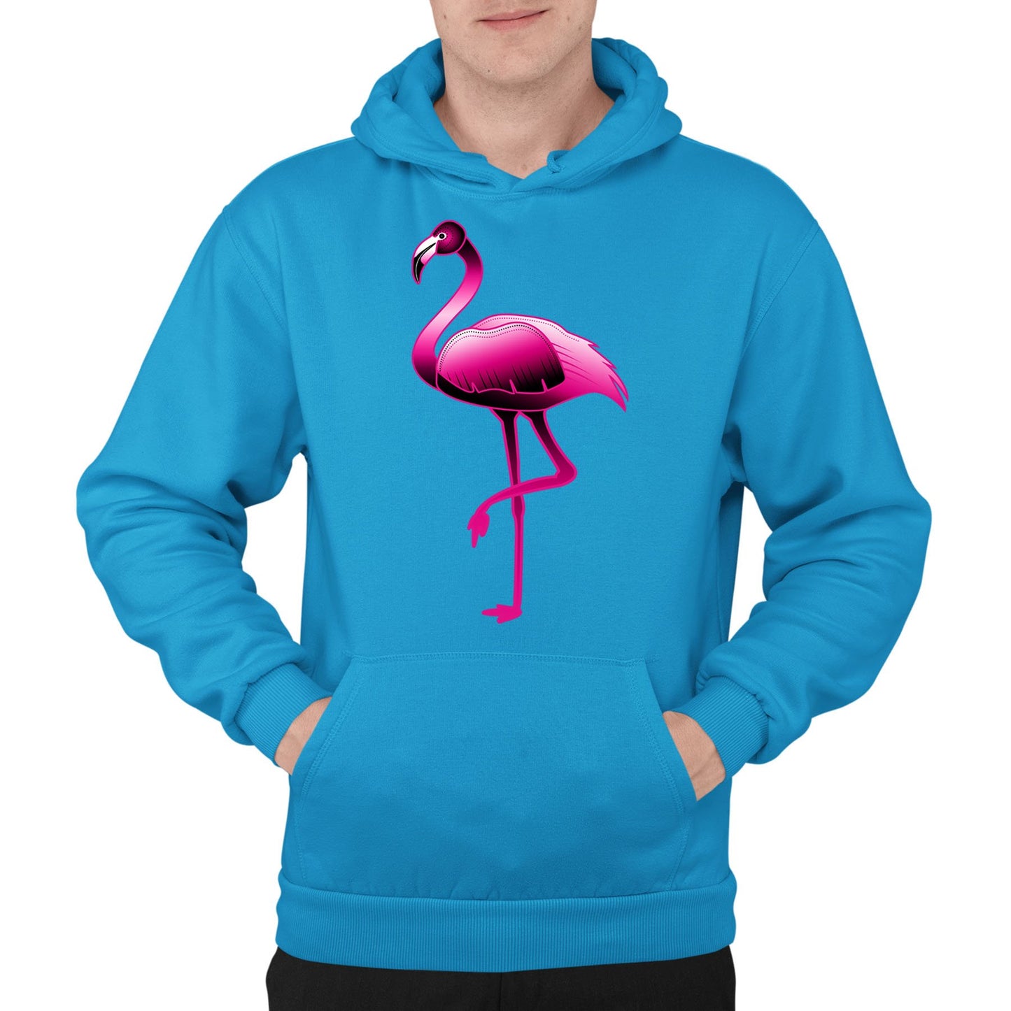 Large Flamingo Neon Tropical Mens Pullover Hoodie