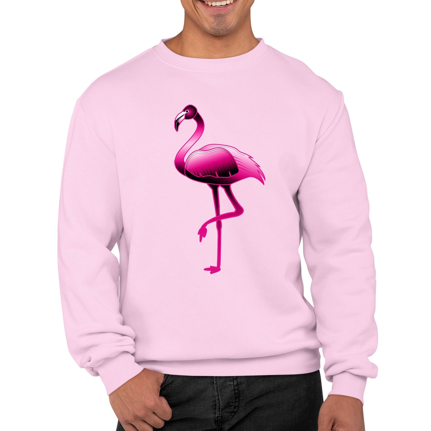 Large Flamingo Neon Tropical Mens Sweatshirt