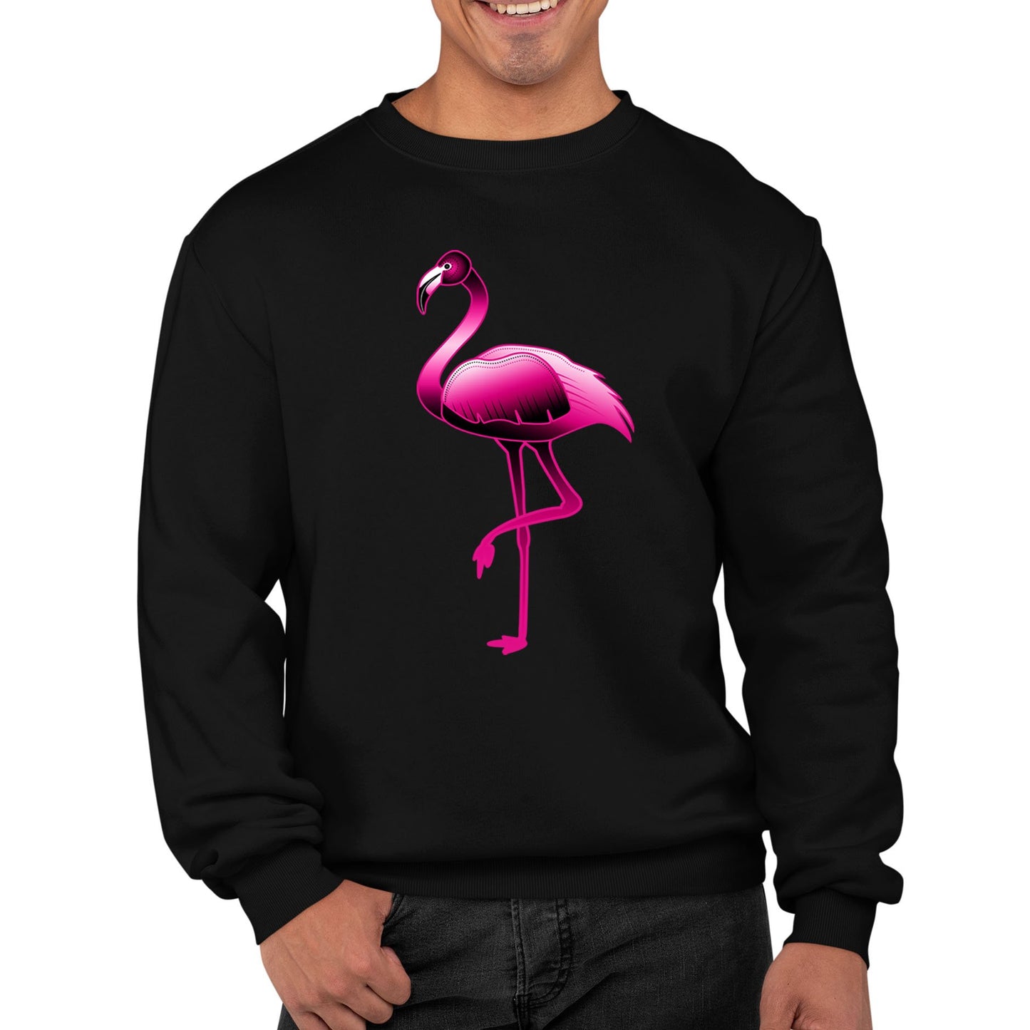 Large Flamingo Neon Tropical Mens Sweatshirt