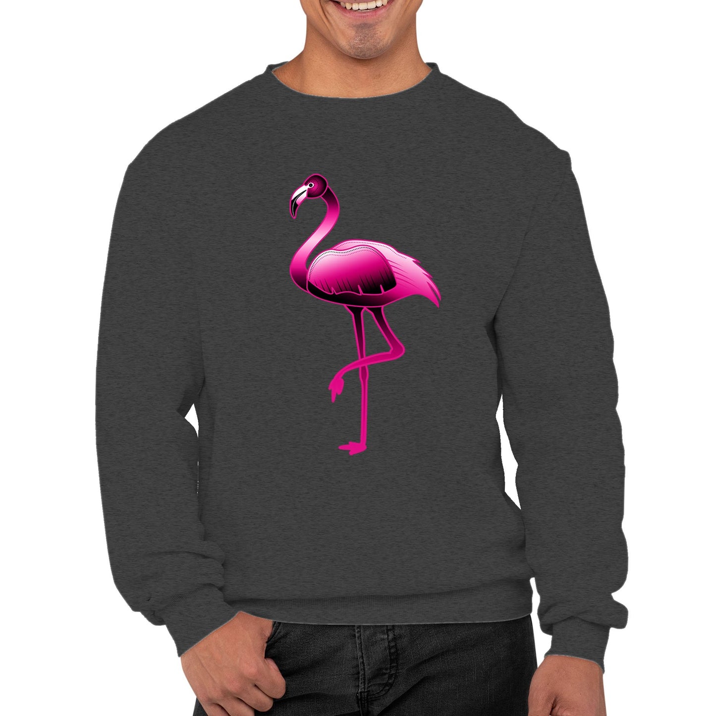 Large Flamingo Neon Tropical Mens Sweatshirt