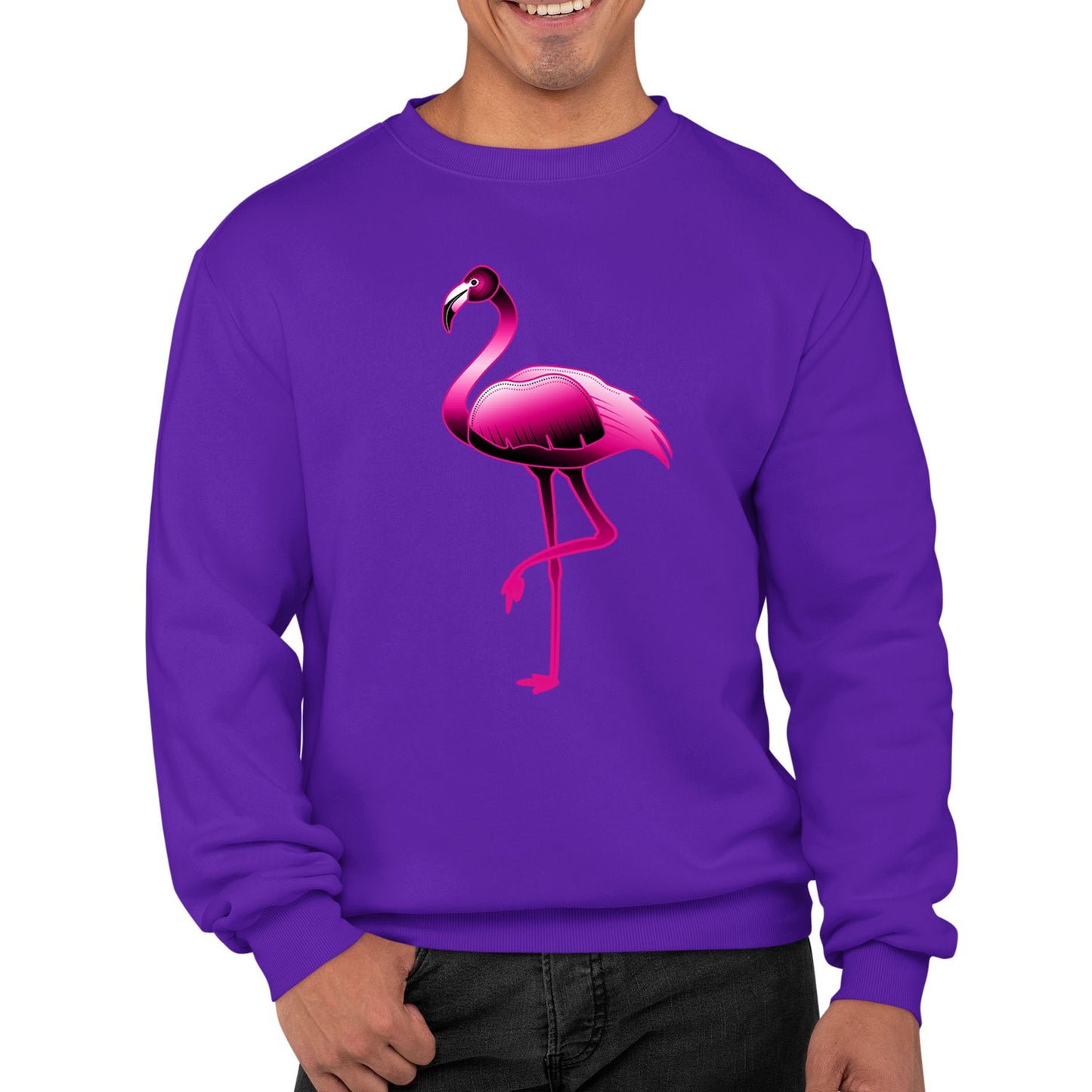 Large Flamingo Neon Tropical Mens Sweatshirt