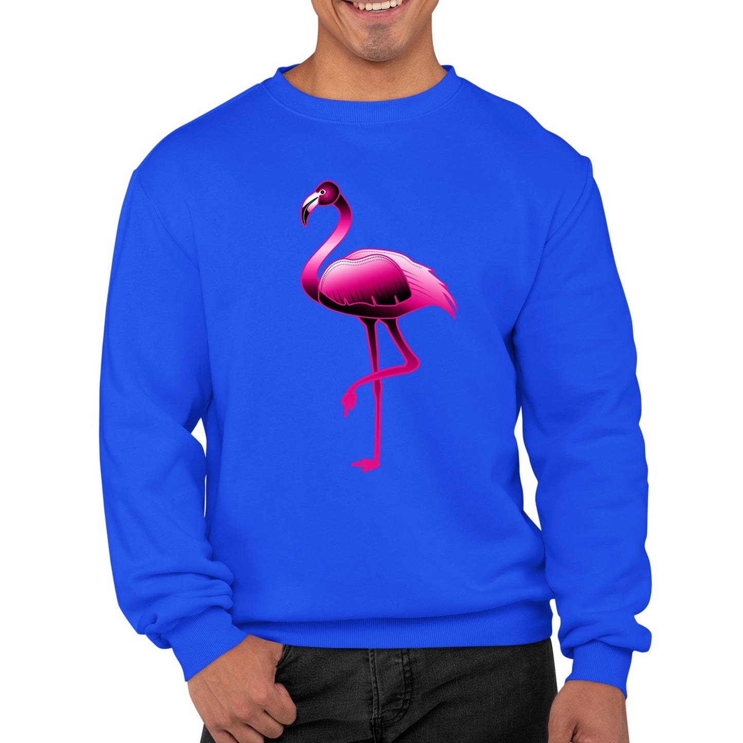 Large Flamingo Neon Tropical Mens Sweatshirt