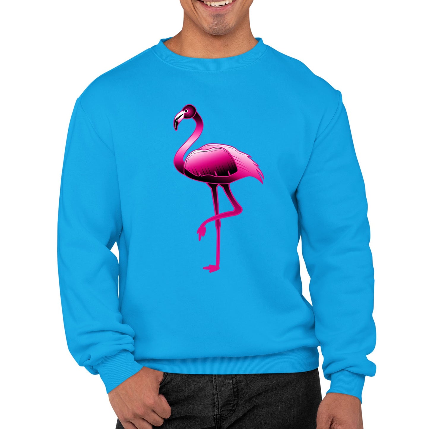 Large Flamingo Neon Tropical Mens Sweatshirt